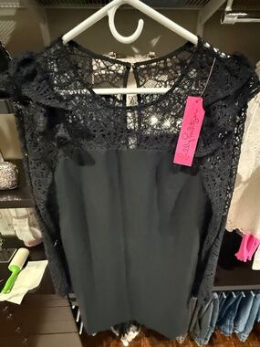 Lilly Pulitzer Karolina Dress Size 0 NWT Onyx Black Lace